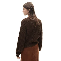 Tibi Mixed-Knit Drop-Shoulder Sweater