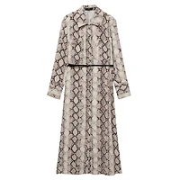 Serpi Belted Snake-Print Shirt Dress