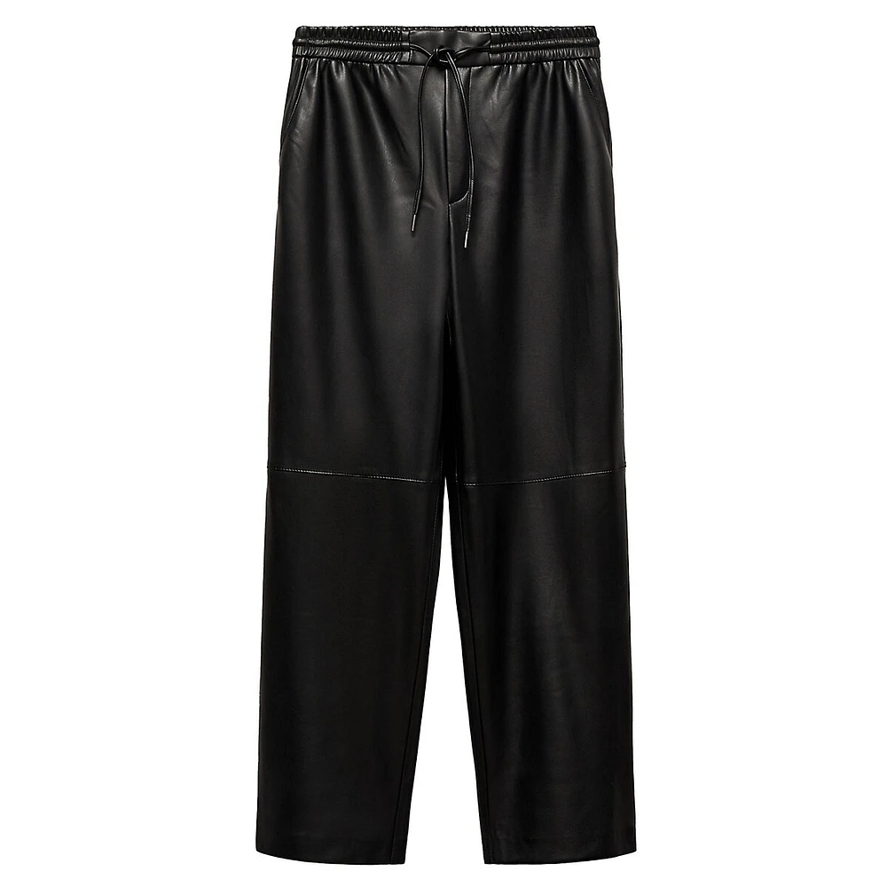 Apple Faux Leather Drawstring Ankle Pants