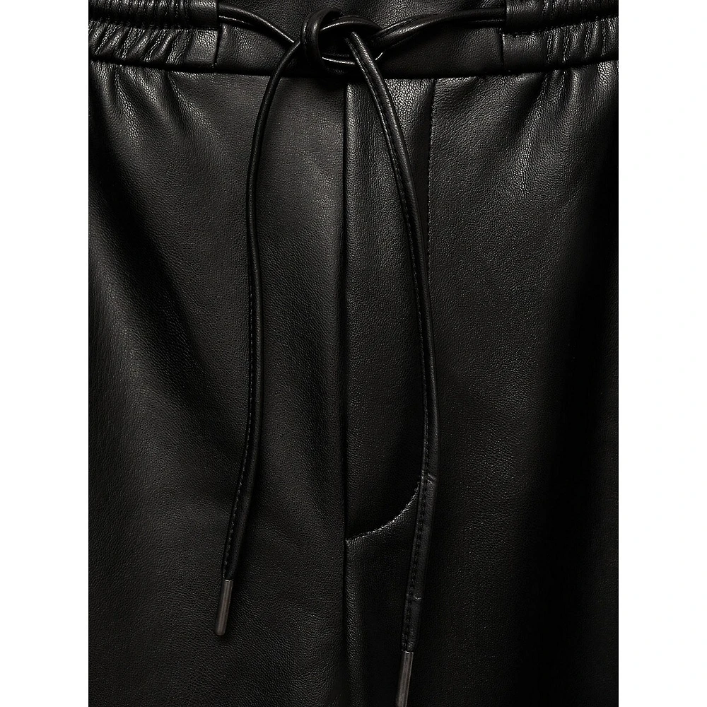 Apple Faux Leather Drawstring Ankle Pants