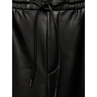 Apple Faux Leather Drawstring Ankle Pants