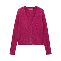 Seeds Ribbed V-Neck Fitted Cardigan