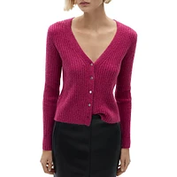 Seeds Ribbed V-Neck Fitted Cardigan