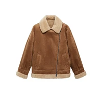 Adri Faux Shearling-Lined Sheepskin Biker Jacket