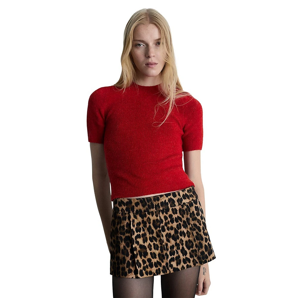 Camisete Cropped Short-Sleeve Sweater