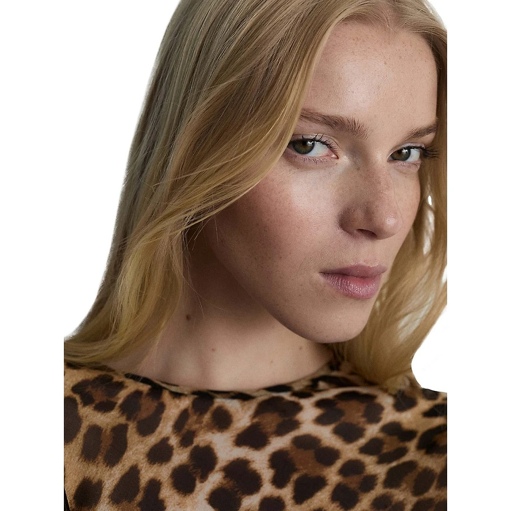 Stark Leopard-Print Popover Blouse