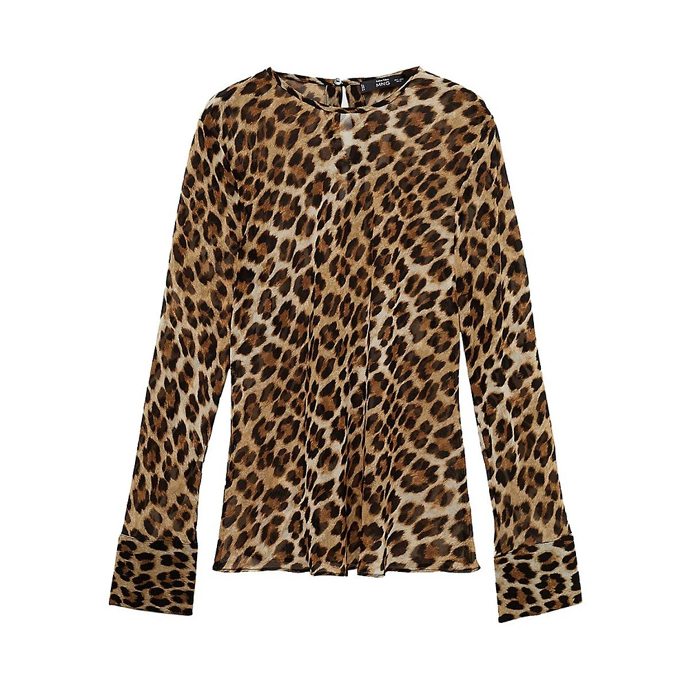 Stark Leopard-Print Popover Blouse