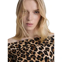 Stark Leopard-Print Off-The-Shoulder Mini Dress