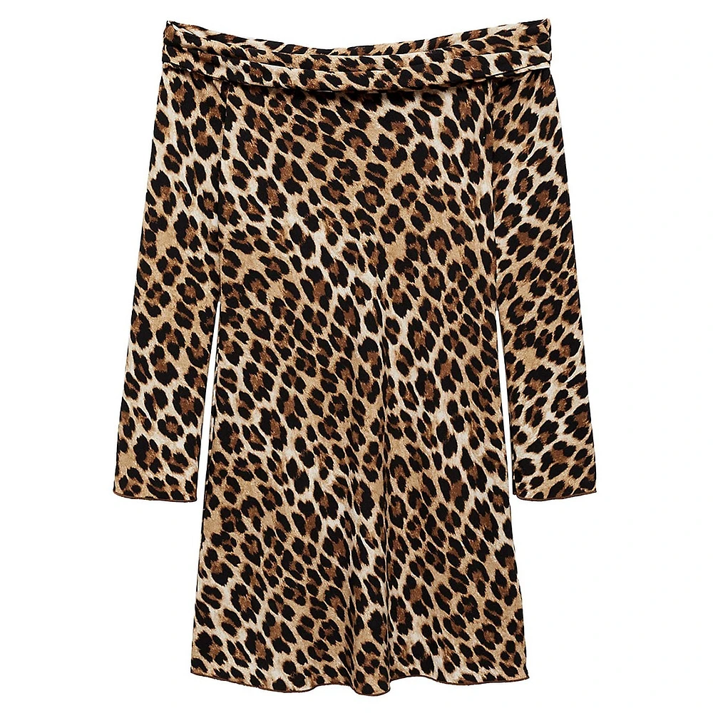 Stark Leopard-Print Off-The-Shoulder Mini Dress