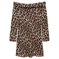 Stark Leopard-Print Off-The-Shoulder Mini Dress