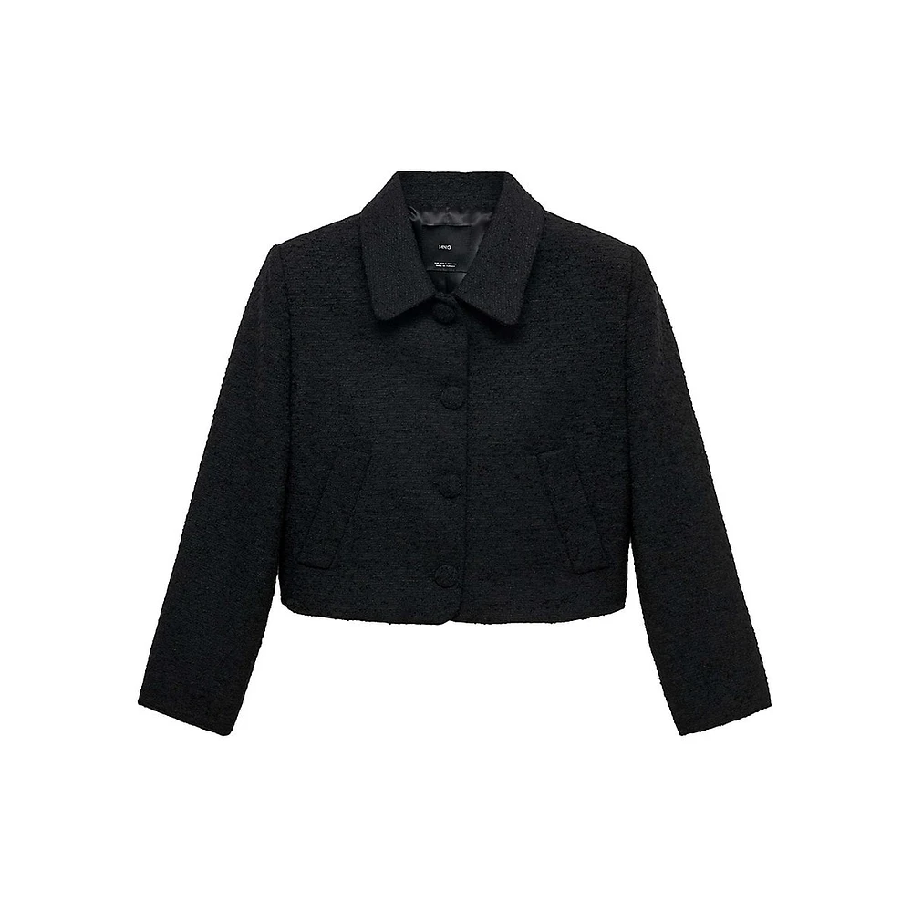 Salome Cropped Tweed Collared Jacket