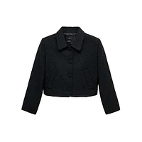 Salome Cropped Tweed Collared Jacket