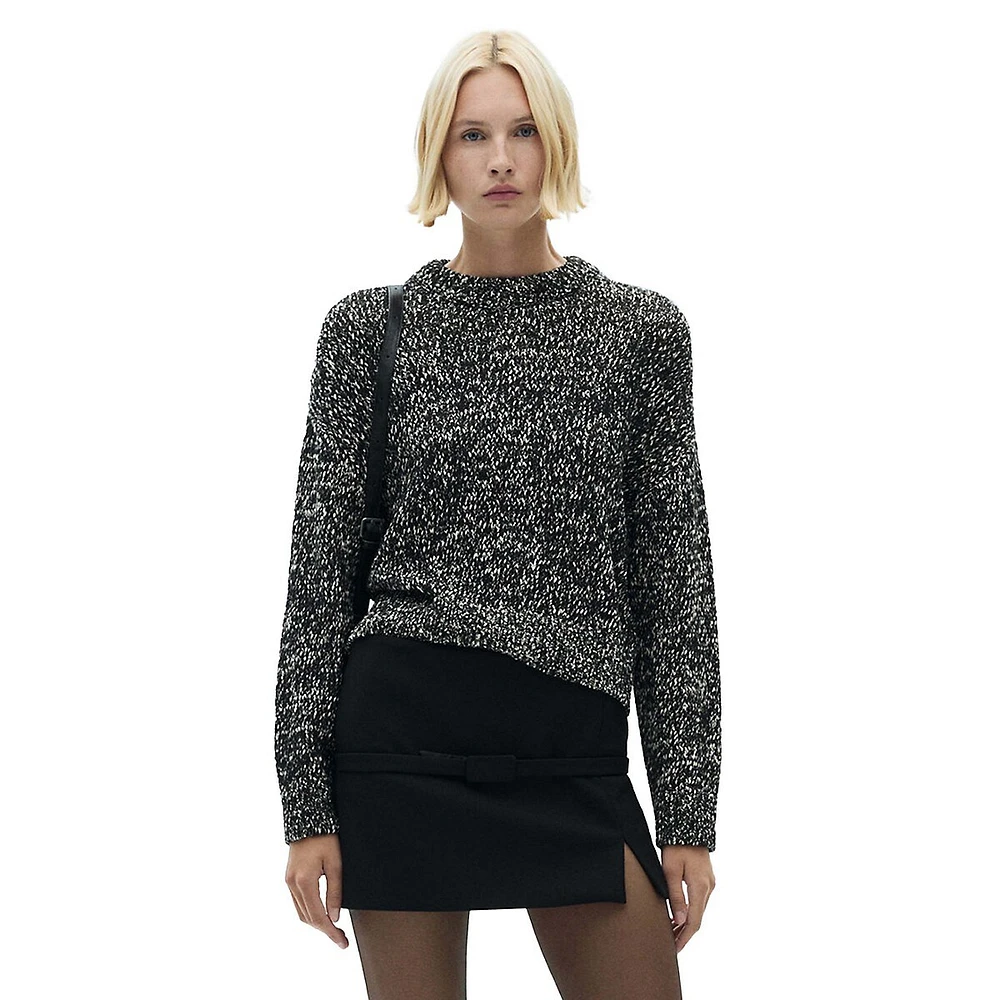 Clorets Cotton-Blend Mottled-Knit Sweater