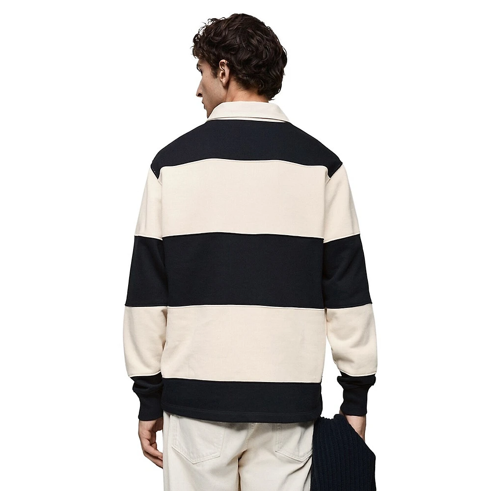 Cortes Striped Long-Sleeve Polo Shirt