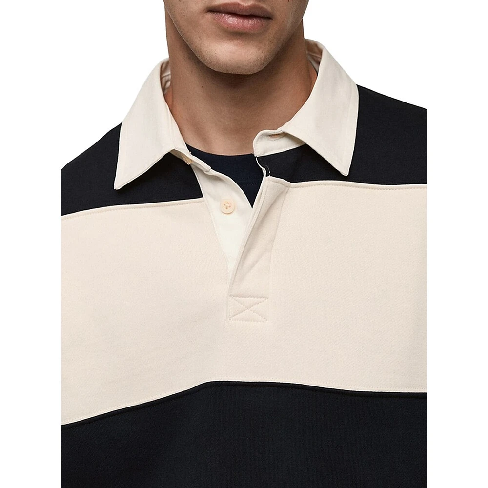 Cortes Striped Long-Sleeve Polo Shirt