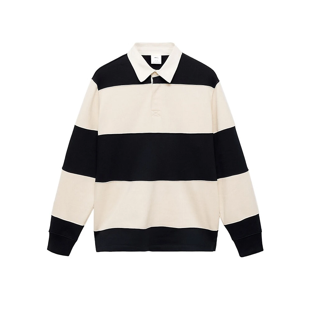 Cortes Striped Long-Sleeve Polo Shirt