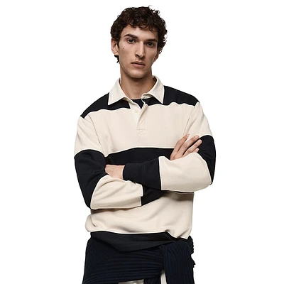 Cortes Striped Long-Sleeve Polo Shirt