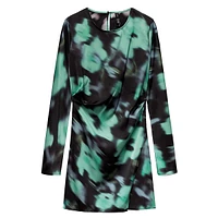 Greta Printed Side-Gather Mini Dress