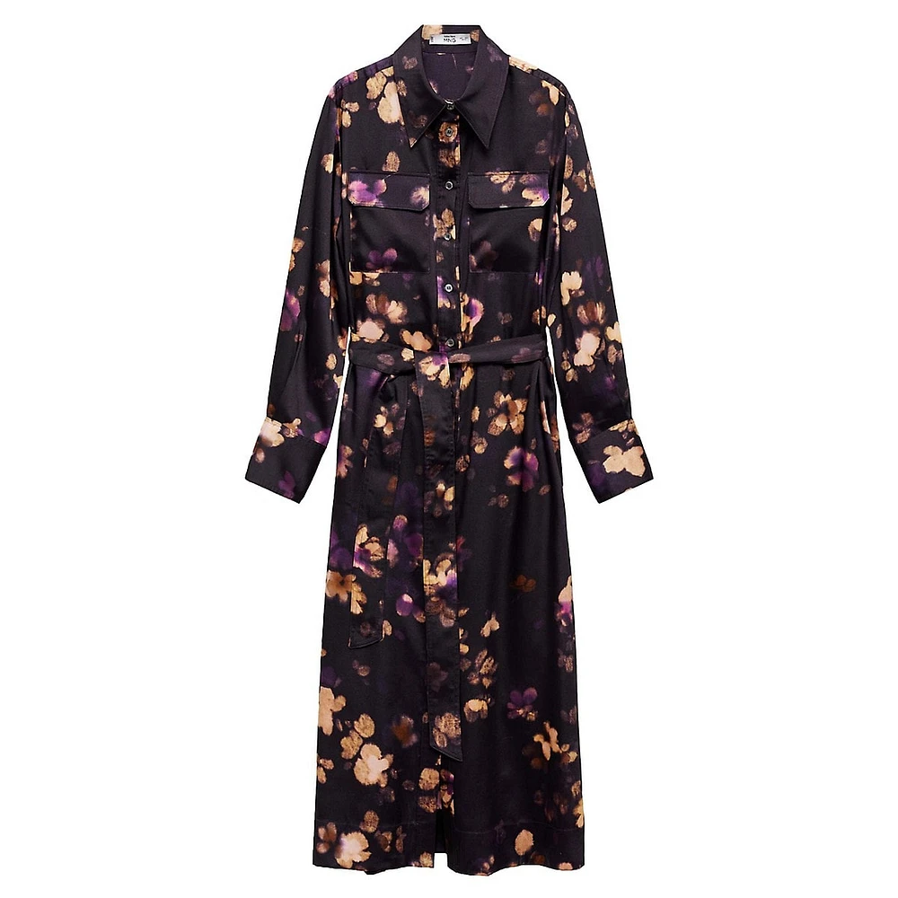 Bosco Printed Satin Shirt Dress