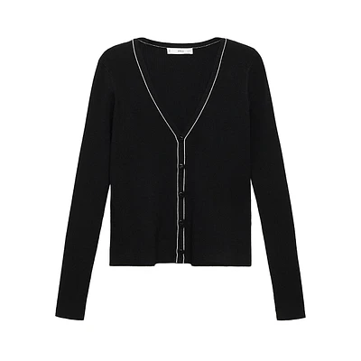 Ribbed V-Neck Cardigan