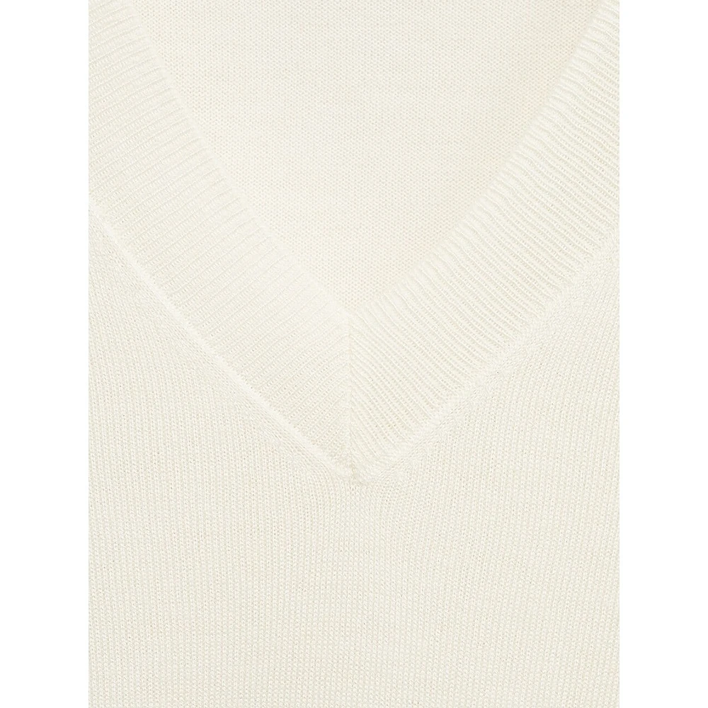 Fine-Knit V-Neck Sweater