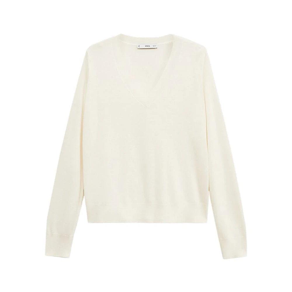 Fine-Knit V-Neck Sweater