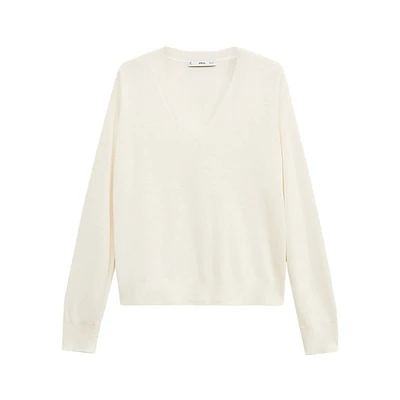 Fine-Knit V-Neck Sweater