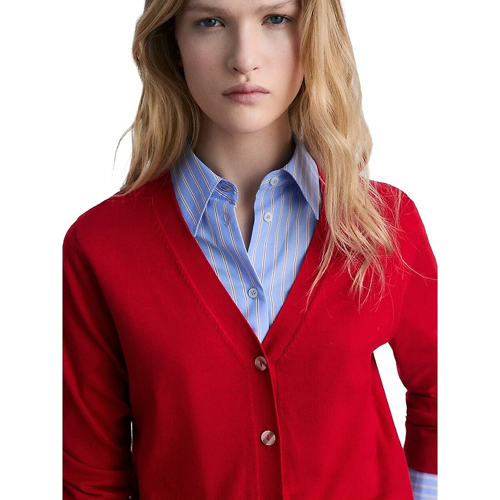 Cardigan à col en V mélange de Tencel