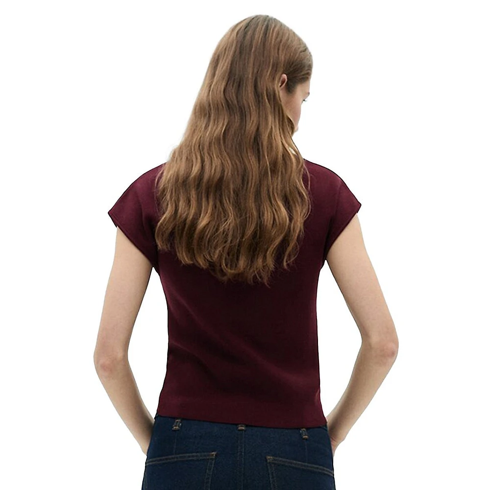 Slim-Fit Mock-Neck Fine-Knit Top