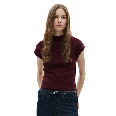 Slim-Fit Mock-Neck Fine-Knit Top