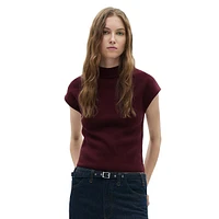 Slim-Fit Mock-Neck Fine-Knit Top