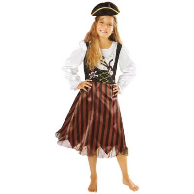 Red And Black Pirate Girl Child Halloween Costume - Medium