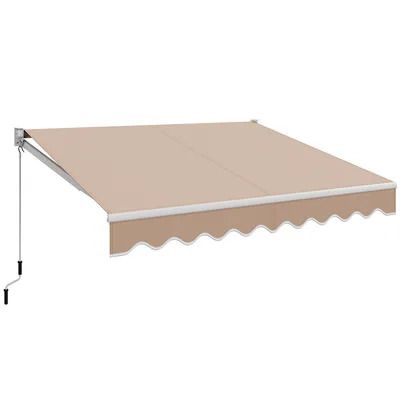8' X 6.6' Patio Retractable Awning Sunshade Shelter W/manual Crank Handle Beige