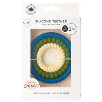 Ensemble de trois jouets-dentition en forme bague silicone texturé