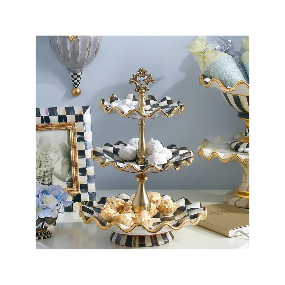 Courtly Check Enamel 3-Tier Sweet Stand