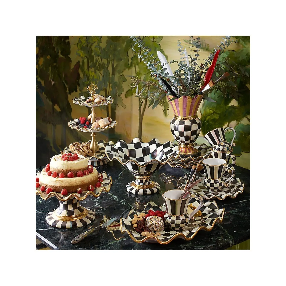 Courtly Check Enamel 3-Tier Sweet Stand