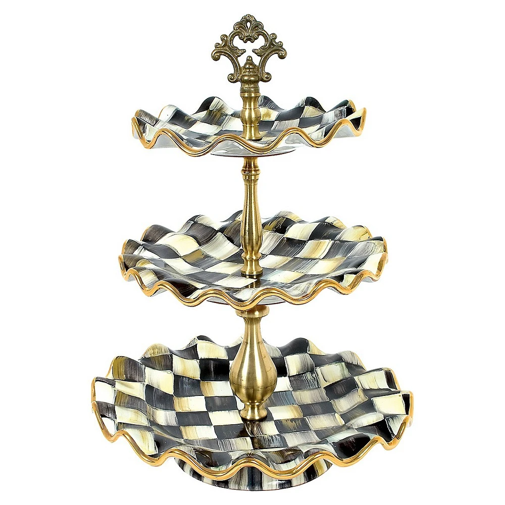 Courtly Check Enamel 3-Tier Sweet Stand