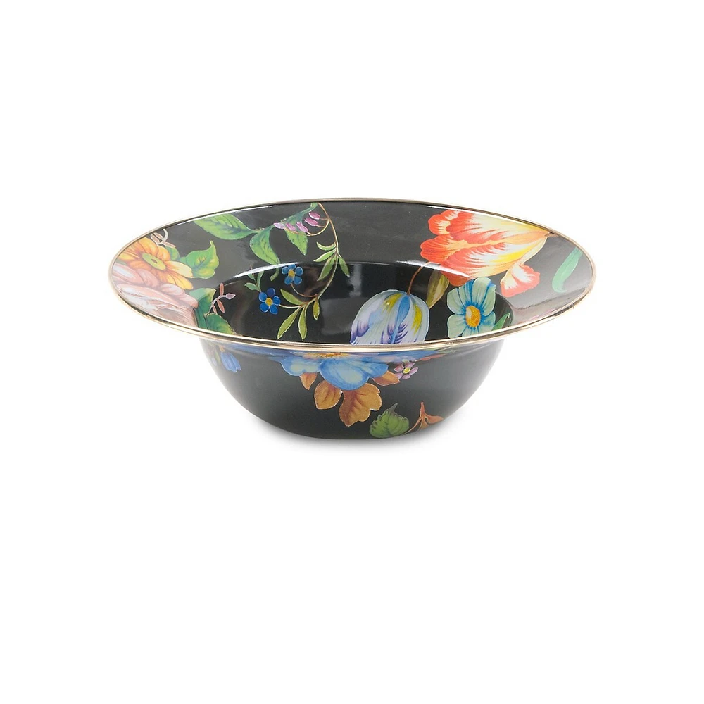 Flower Market Black Serving Bowl