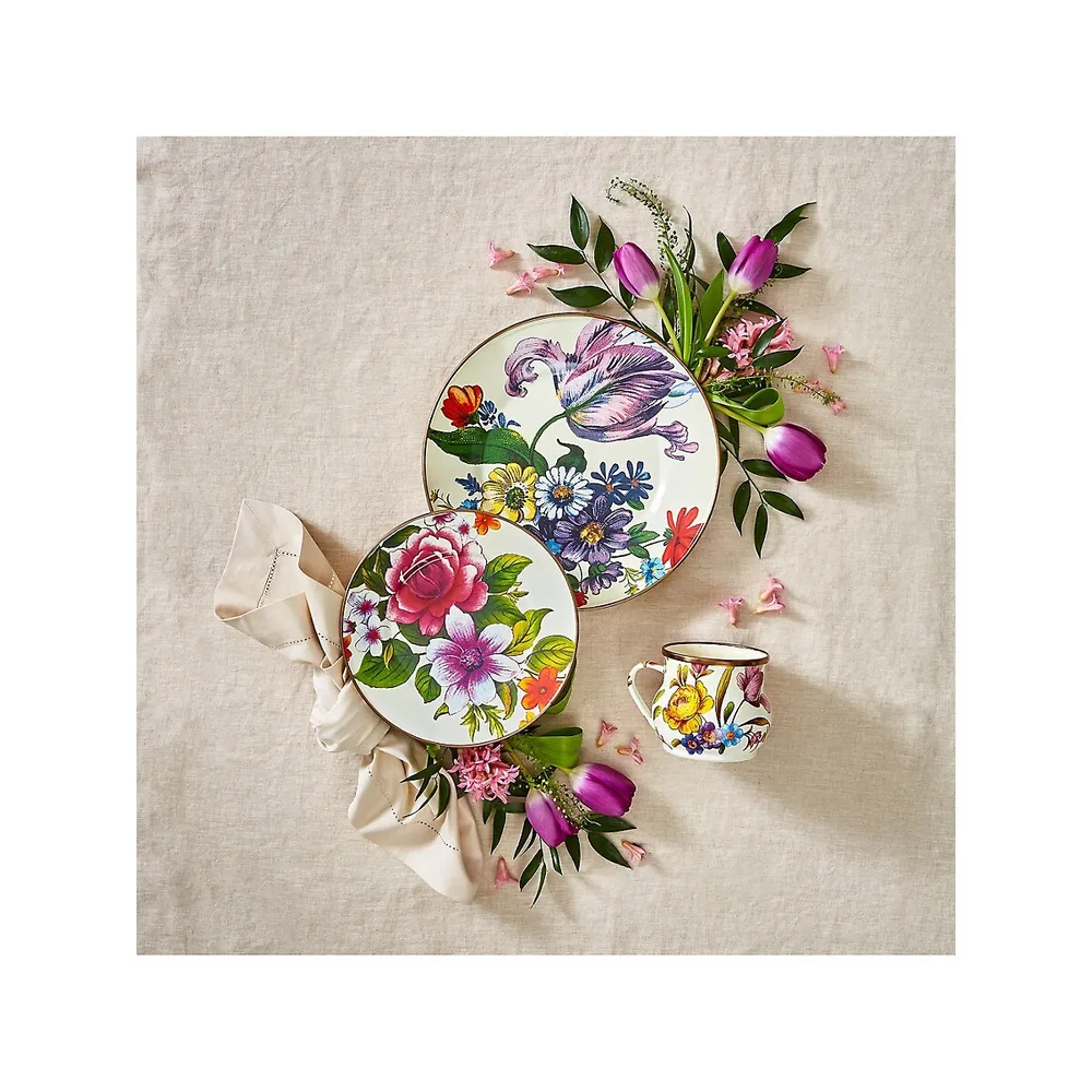 Flower Market White Dinner Plate