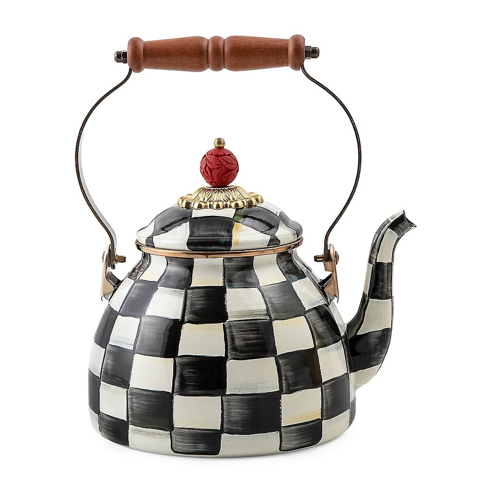 Sterling Check Enamel Tea Kettle