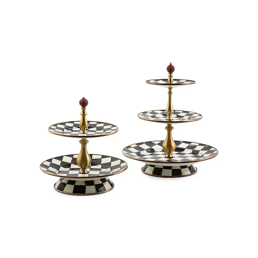 Courtly Check Enamel 3-Tier Sweet Stand