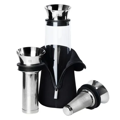 1l Glass Fridge Carafe With Stainless Steel Coffee & Tea Filters