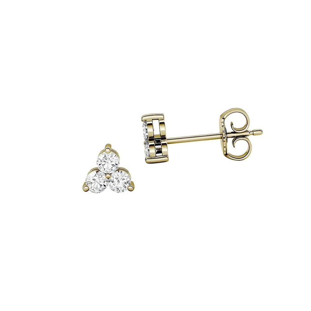 14K Yellow Gold & 0.36 CT. T.W. Created Moissanite Trio Stud Earrings