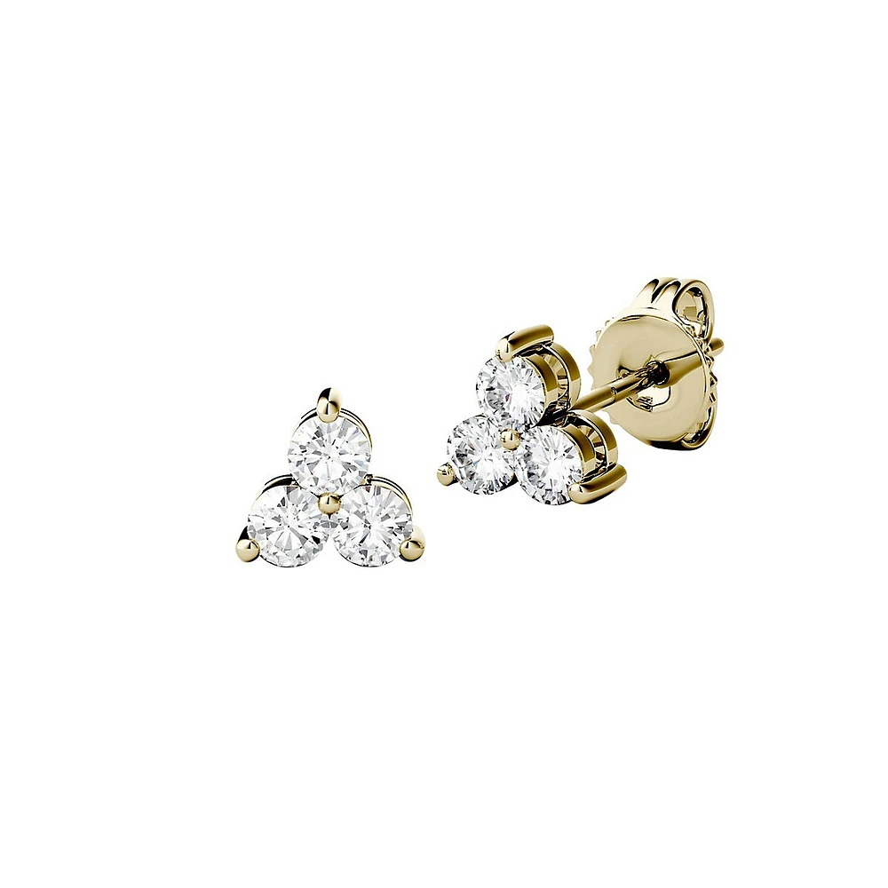 14K Yellow Gold & 0.36 CT. T.W. Created Moissanite Trio Stud Earrings