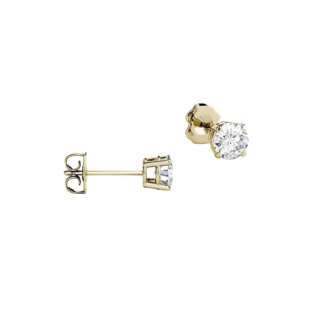 14K Yellow Gold & 0.46 CT. T.W. Created Moissanite Stud Earrings