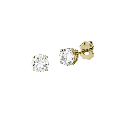 Boutons d'oreilles en or jaune 14 ct avec moissanites de 0,46 ct PT