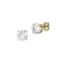 Dormeuses en or jaune 14 ct avec moissanite de 2 ct PT