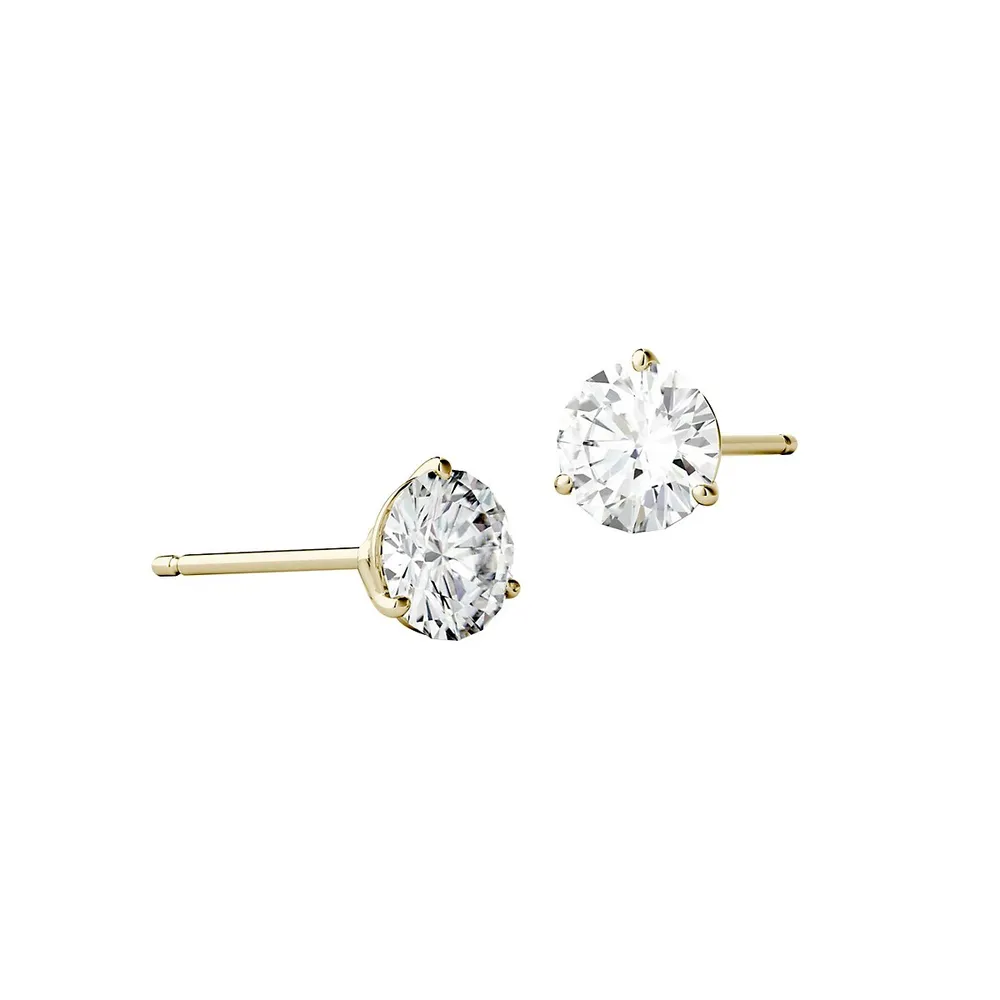 14k Yellow Gold 1.00 CT. T.W. Created Moissanite Martini Stud Earrings