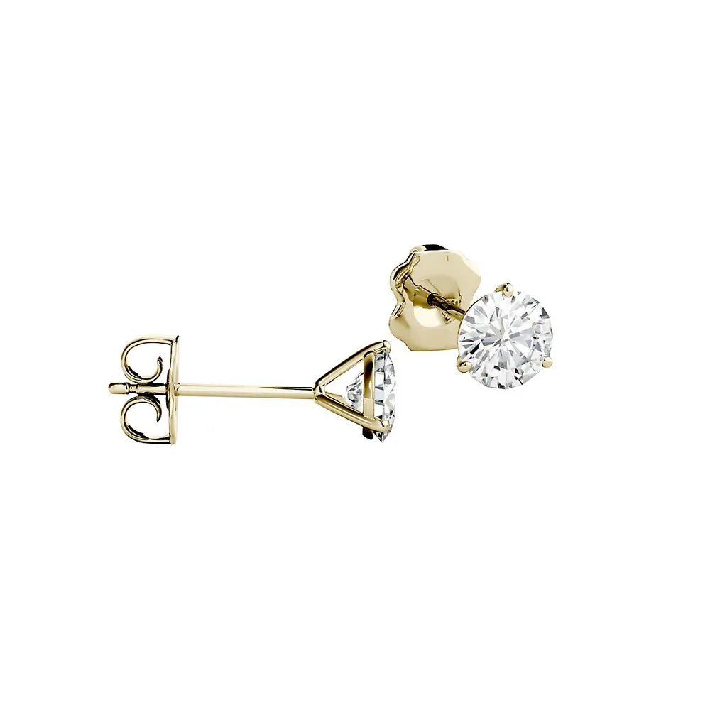 14k Yellow Gold 1.00 CT. T.W. Created Moissanite Martini Stud Earrings