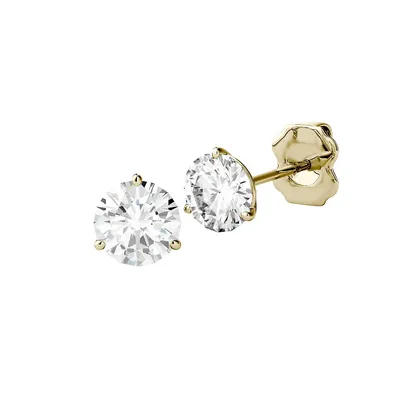 Dormeuses Martini en or jaune 14 ct avec moissanite de 1 ct PT